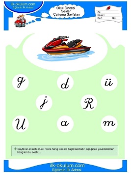 Çocuklar İçin J Sesi Çalışma Sayfaları 